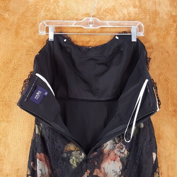 MARCHESA NOTTE Womens Sheath Dress Small Black Strapless Floral Lace Beaded Silk - Picture 7 of 13